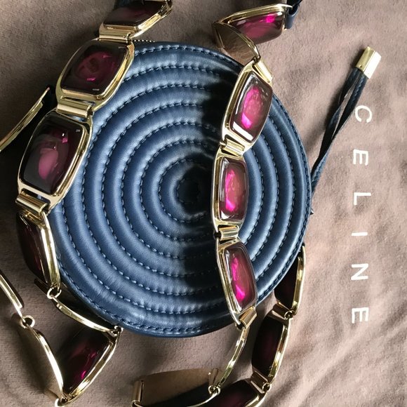 Cross body CELINE bag with purple crystal and gold strap. Bargain !! - Picture 4 of 10